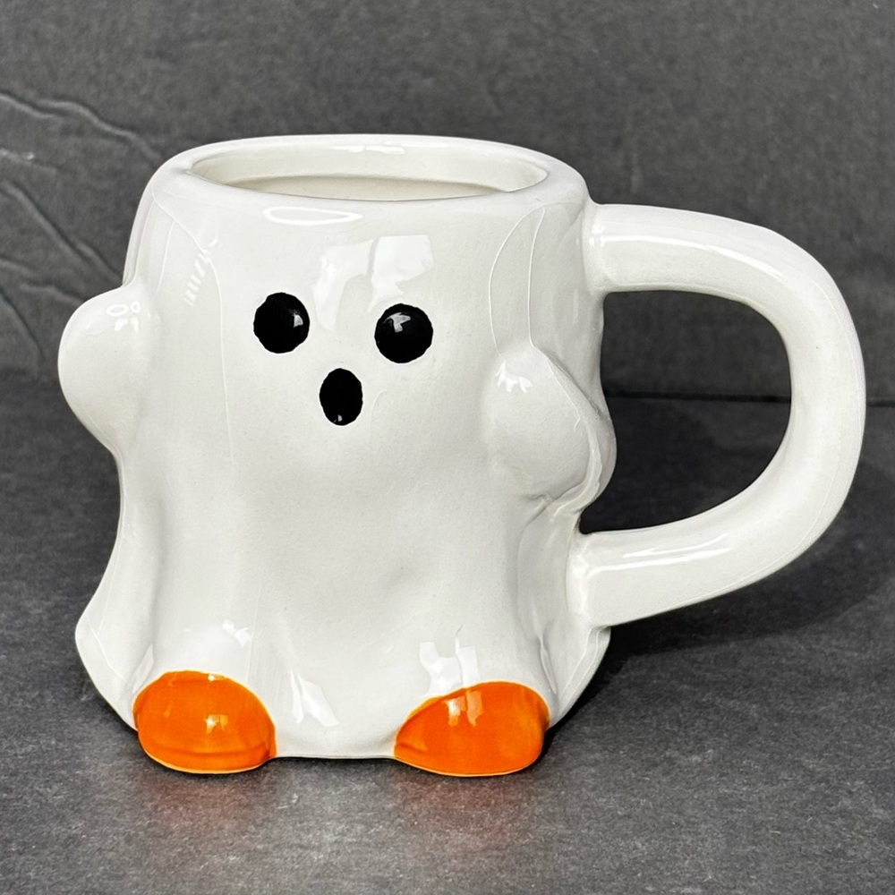 Target Hyde and Eek GHOST Coffee Mug Tea Cup 6oz White Halloween 2021 Mini 2.75”